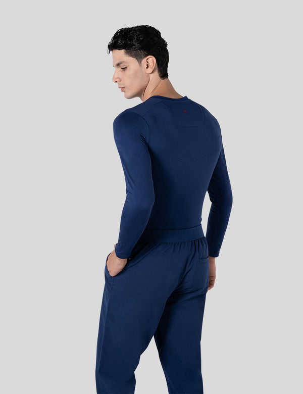 اندر سكراب بريميوم سوفت بآكمام طويلة ~ Premium-Soft Long Sleeve Under Scrub. || NAVY BLUE MUSTWEAR