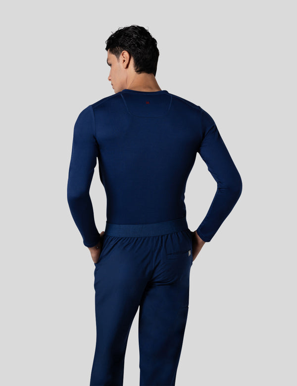 اندر سكراب بريميوم سوفت بآكمام طويلة ~ Premium-Soft Long Sleeve Under Scrub. || NAVY BLUE MUSTWEAR