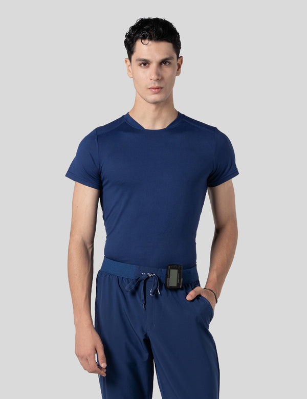 اندر سكراب بريميوم سوفت بآكمام قصيرة ~ Premium-Soft Short Sleeve Under Scrub. || NAVY BLUE MUSTWEAR