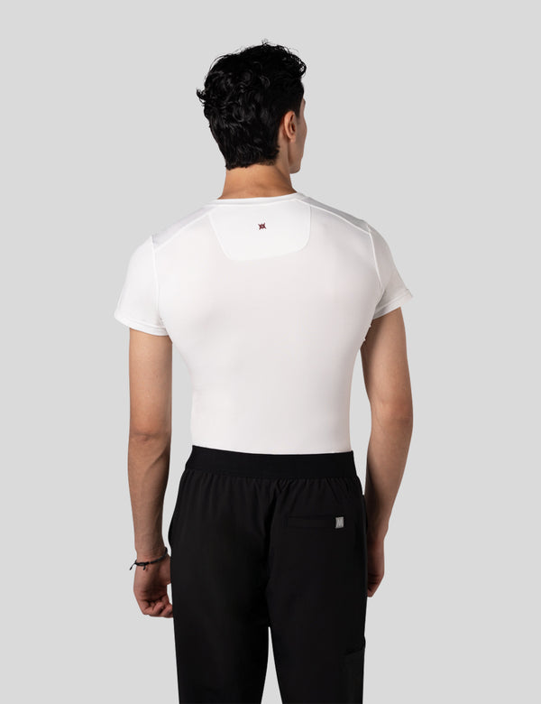 اندر سكراب بريميوم سوفت بآكمام قصيرة ~ Premium-Soft Short Sleeve Under Scrub. || WHITE MUSTWEAR