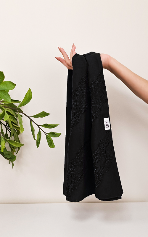 طرحة بوالياباني مع دانتيل~ Japanese Voile Lace Scarf 11 