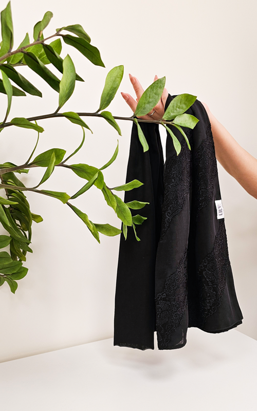 طرحة بوالياباني مع دانتيل~ Japanese Voile Lace Scarf 11 