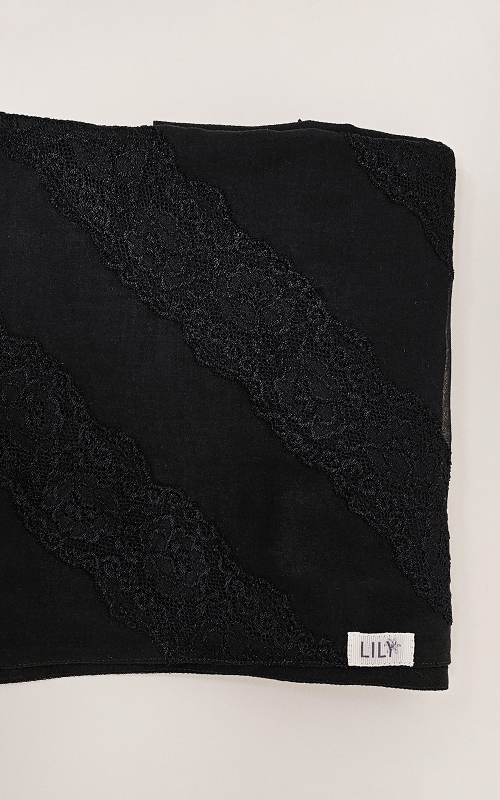 طرحة بوالياباني مع دانتيل~ Japanese Voile Lace Scarf 11 