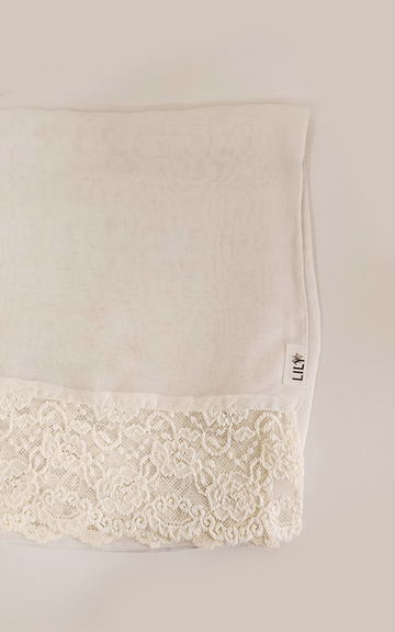 طرحة بوال  ياباني مع دانتيل~ Japanese Voile Lace Scarf 45 
