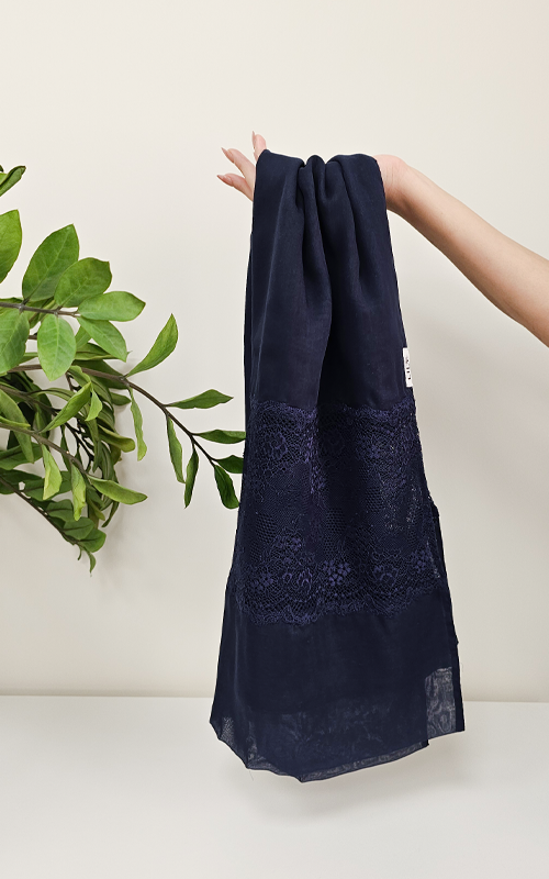 طرحة بوالياباني مع دانتيل~ Japanese Voile Lace Scarf 23 