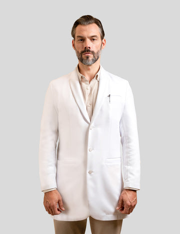 WHITE TRIMMED || بيك تريمد لاب كوت من الامام