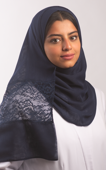 طرحة بوال  ياباني مع دانتيل~ Japanese Voile Lace Scarf 1 