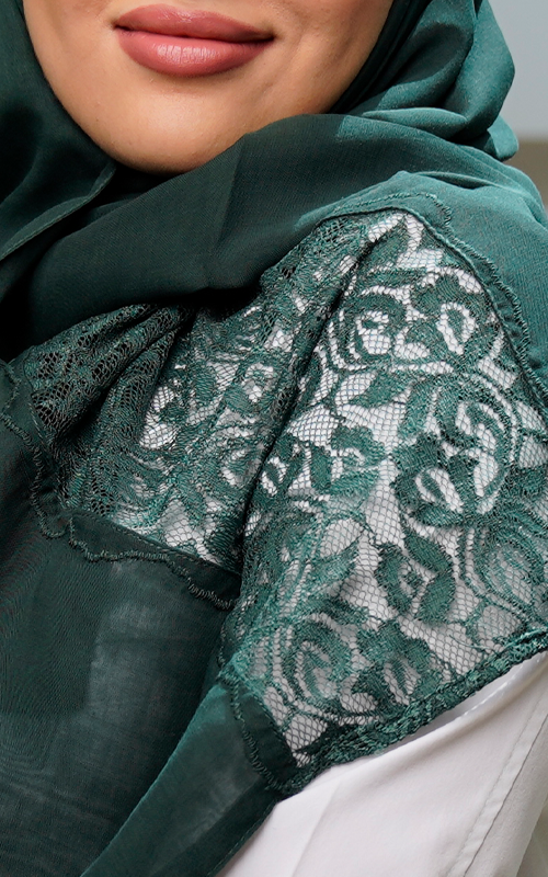 طرحة بوالياباني مع دانتيل~ Japanese Voile Lace Scarf 18 