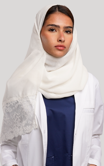 طرحة بوال  ياباني مع دانتيل~ Japanese Voile Lace Scarf 32 