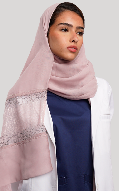 طرحة بوالياباني مع دانتيل~ Japanese Voile Lace Scarf 4 
